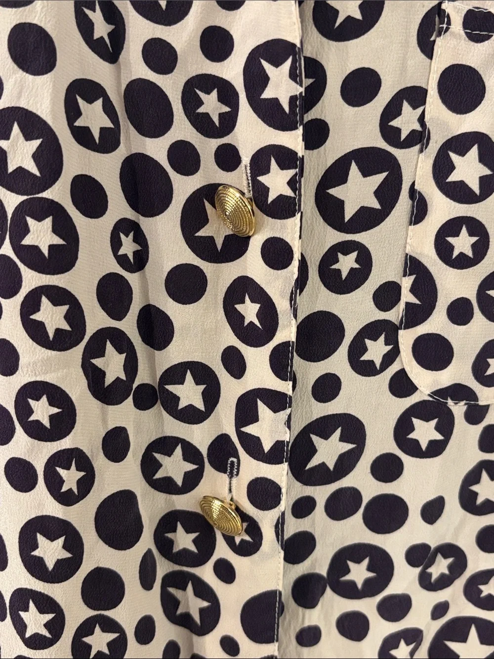 Vintage John Young 100% Silk Romper Size 8 Navy White Star Print Button Front